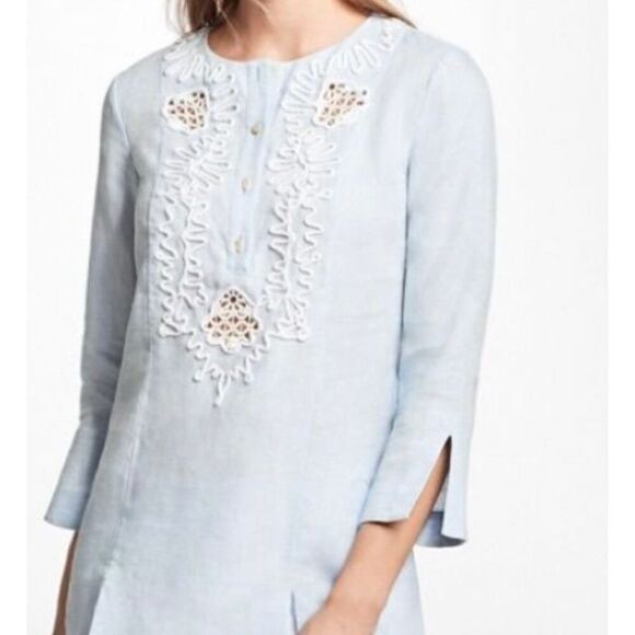 Brooks Brothers Tops - Brooks brothers, women’s blue embroidered tunic top size 2